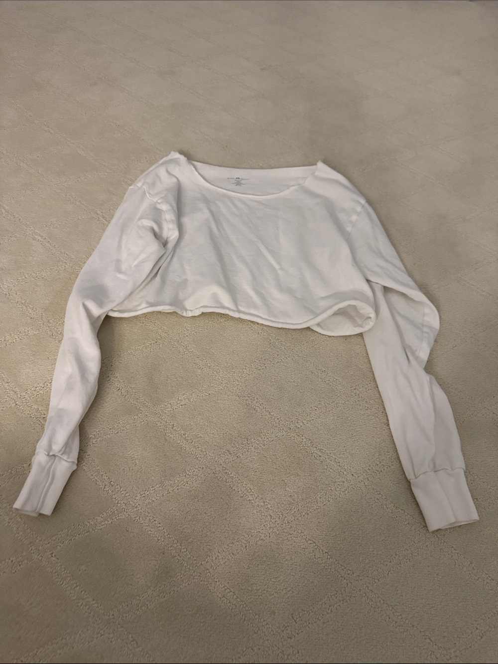 Brandy Melville Off the Shoulder White Cropped Long-Sleeve Top